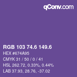 カラーコード: RGB 103 74.6 149.6 | qconv.com