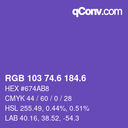 カラーコード: RGB 103 74.6 184.6 | qconv.com