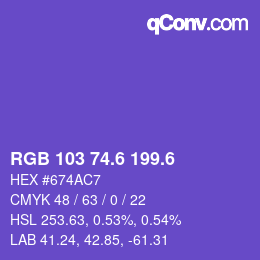カラーコード: RGB 103 74.6 199.6 | qconv.com