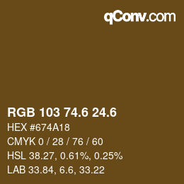 カラーコード: RGB 103 74.6 24.6 | qconv.com