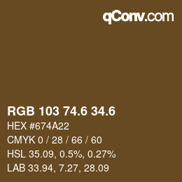 カラーコード: RGB 103 74.6 34.6 | qconv.com