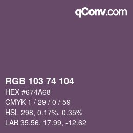 Farbcode: RGB 103 74 104 | qconv.com