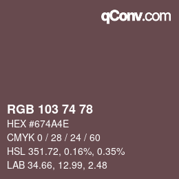 Code couleur: RGB 103 74 78 | qconv.com