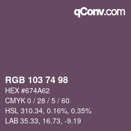 カラーコード: RGB 103 74 98 | qconv.com