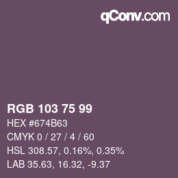 カラーコード: RGB 103 75 99 | qconv.com