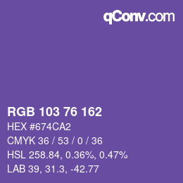 Color code: RGB 103 76 162 | qconv.com