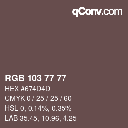 Color code: RGB 103 77 77 | qconv.com