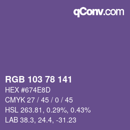Farbcode: RGB 103 78 141 | qconv.com