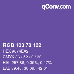 Color code: RGB 103 78 162 | qconv.com