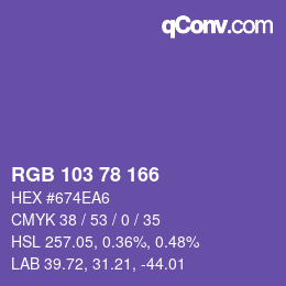 Color code: RGB 103 78 166 | qconv.com