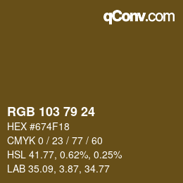 Color code: RGB 103 79 24 | qconv.com