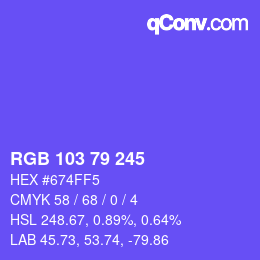 颜色代码: RGB 103 79 245 | qconv.com