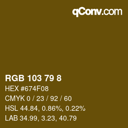 カラーコード: RGB 103 79 8 | qconv.com