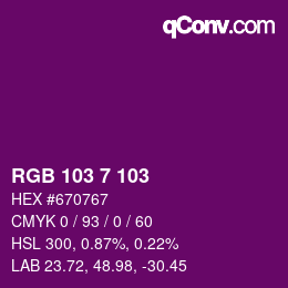 Color code: RGB 103 7 103 | qconv.com