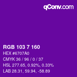 カラーコード: RGB 103 7 160 | qconv.com