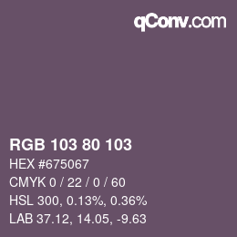 Color code: RGB 103 80 103 | qconv.com
