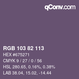 Color code: RGB 103 82 113 | qconv.com
