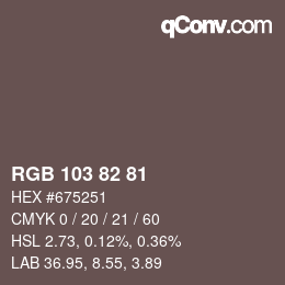 Código de color: RGB 103 82 81 | qconv.com
