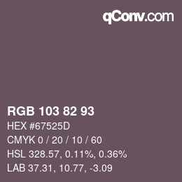 颜色代码: RGB 103 82 93 | qconv.com