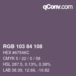 Código de color: RGB 103 84 108 | qconv.com