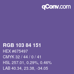 颜色代码: RGB 103 84 151 | qconv.com