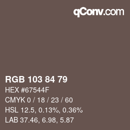 Código de color: RGB 103 84 79 | qconv.com