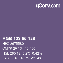 Color code: RGB 103 85 128 | qconv.com
