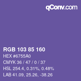 Color code: RGB 103 85 160 | qconv.com