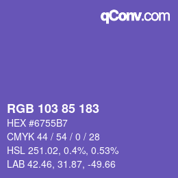 Color code: RGB 103 85 183 | qconv.com
