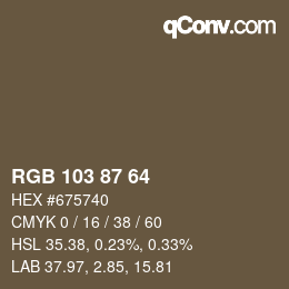 颜色代码: RGB 103 87 64 | qconv.com