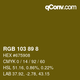 Color code: RGB 103 89 8 | qconv.com