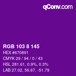 颜色代码: RGB 103 8 145 | qconv.com
