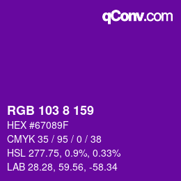 Color code: RGB 103 8 159 | qconv.com