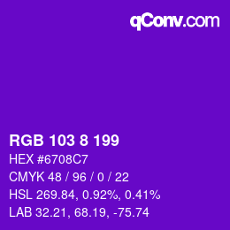 Color code: RGB 103 8 199 | qconv.com