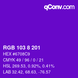 Color code: RGB 103 8 201 | qconv.com