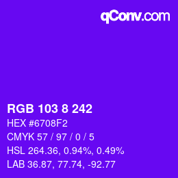 颜色代码: RGB 103 8 242 | qconv.com