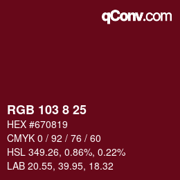 カラーコード: RGB 103 8 25 | qconv.com