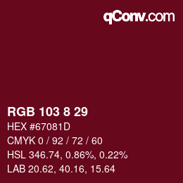 Color code: RGB 103 8 29 | qconv.com