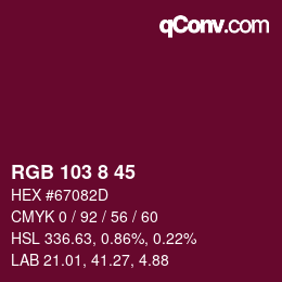 Color code: RGB 103 8 45 | qconv.com