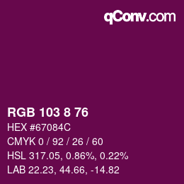 Farbcode: RGB 103 8 76 | qconv.com