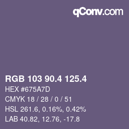 カラーコード: RGB 103 90.4 125.4 | qconv.com