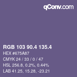 カラーコード: RGB 103 90.4 135.4 | qconv.com
