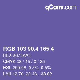カラーコード: RGB 103 90.4 165.4 | qconv.com