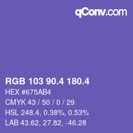 カラーコード: RGB 103 90.4 180.4 | qconv.com