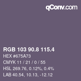 カラーコード: RGB 103 90.8 115.4 | qconv.com