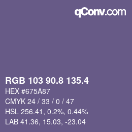 カラーコード: RGB 103 90.8 135.4 | qconv.com
