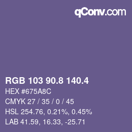 カラーコード: RGB 103 90.8 140.4 | qconv.com