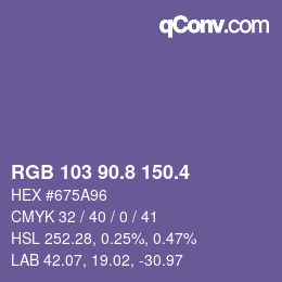 カラーコード: RGB 103 90.8 150.4 | qconv.com