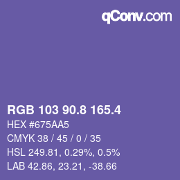 カラーコード: RGB 103 90.8 165.4 | qconv.com