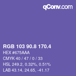 カラーコード: RGB 103 90.8 170.4 | qconv.com